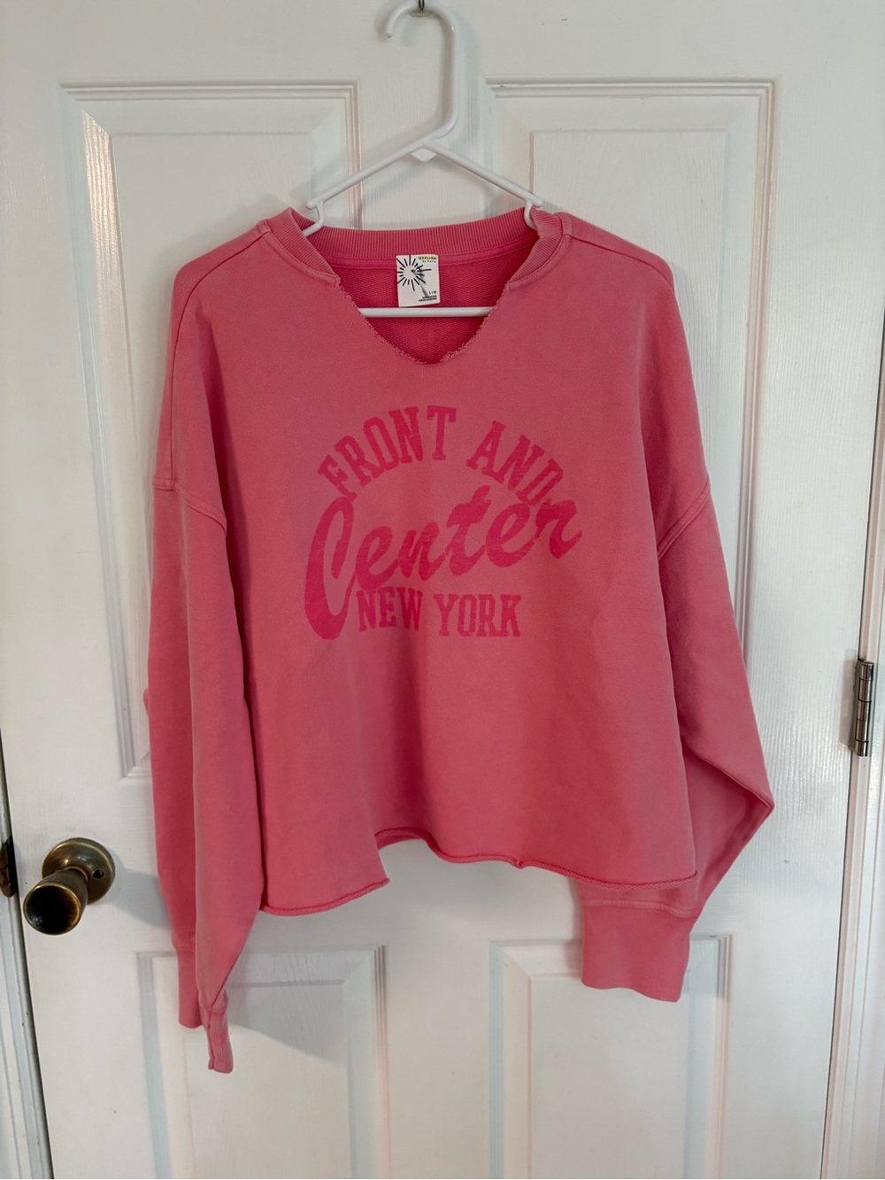 new aerie Vintage Pink 'Front And Center New York' Pullover Sweatshirt crewneck